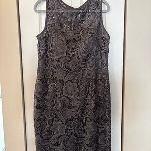 Adrianna Papell Gray Lace Dress